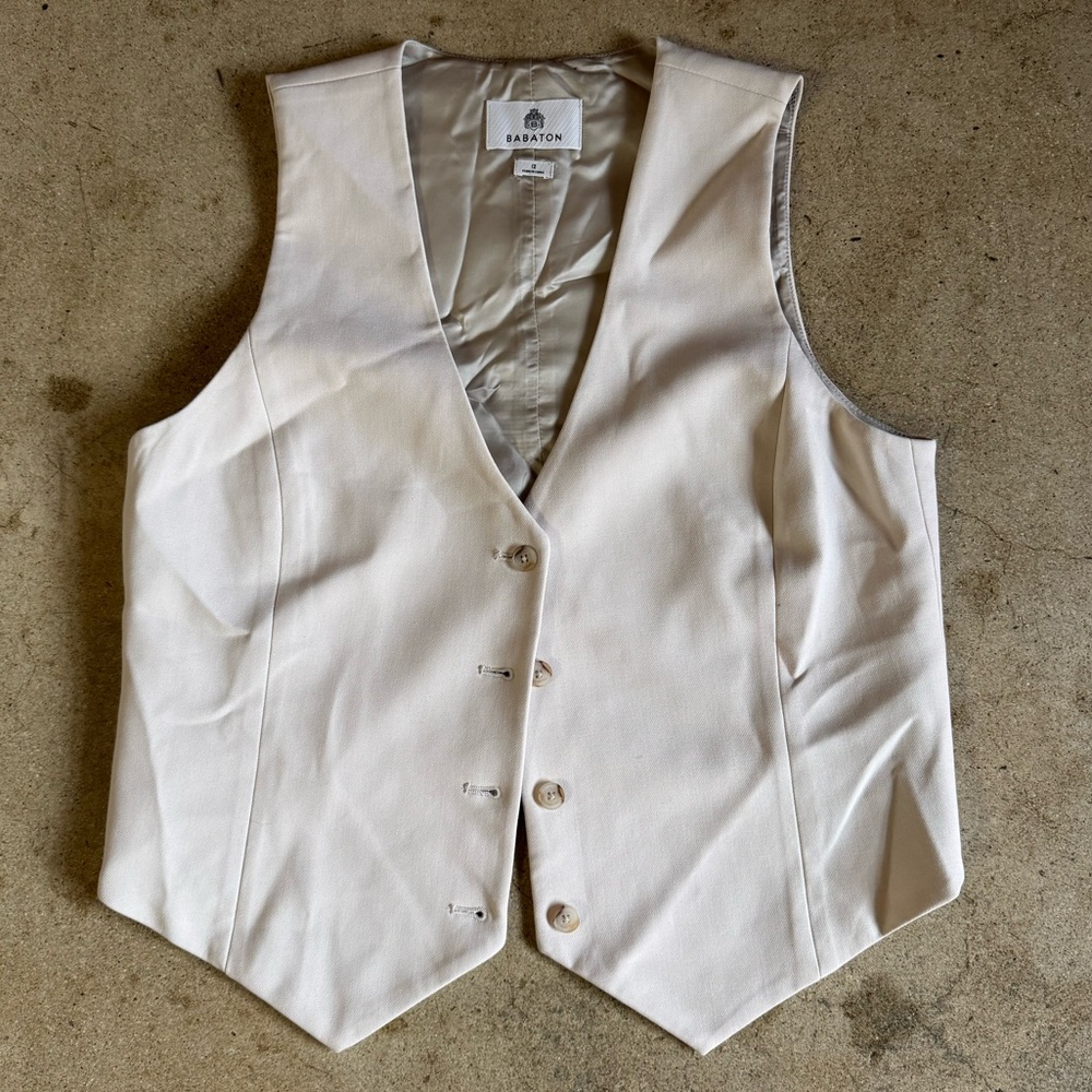Aritzia Beige Button-Up Vest